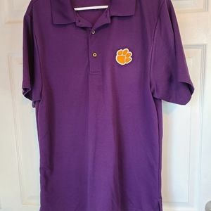 (1420) Clemson Tiger's Short Sleeve  3 Button Polo Shirt, Size: 2XL, Purple